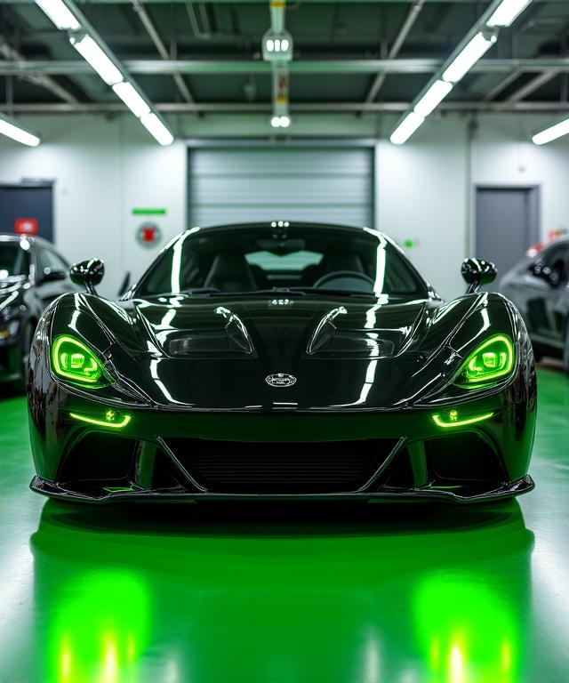 Modified performance car in Singapore workshop